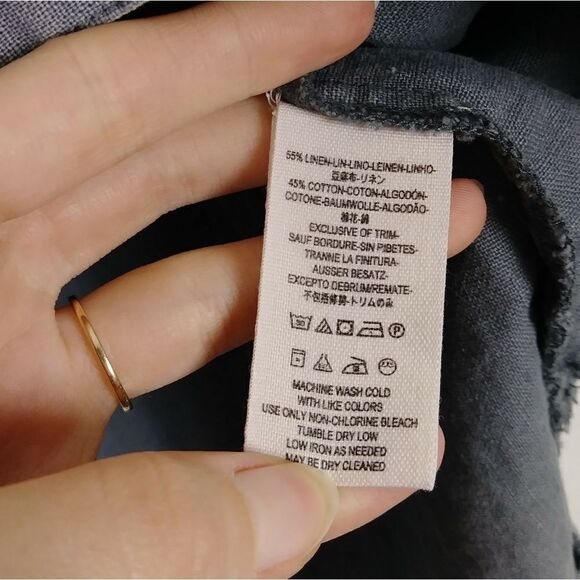 Free People Grey Distressed Linen Button Up Sleeveless Top - Picture 10 of 10